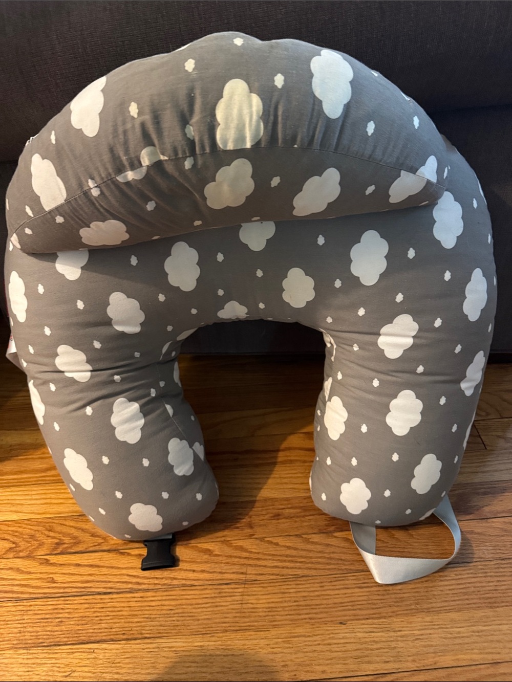 Gray Cloud Print Kids U-Shape Accent Pillow - Comfortable Support